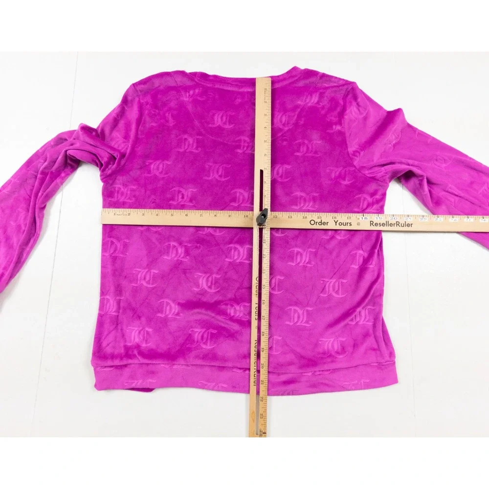 Juicy Couture Top Womens Medium Pink Sleepwear Velour Long Sleeve Lounge Ladies